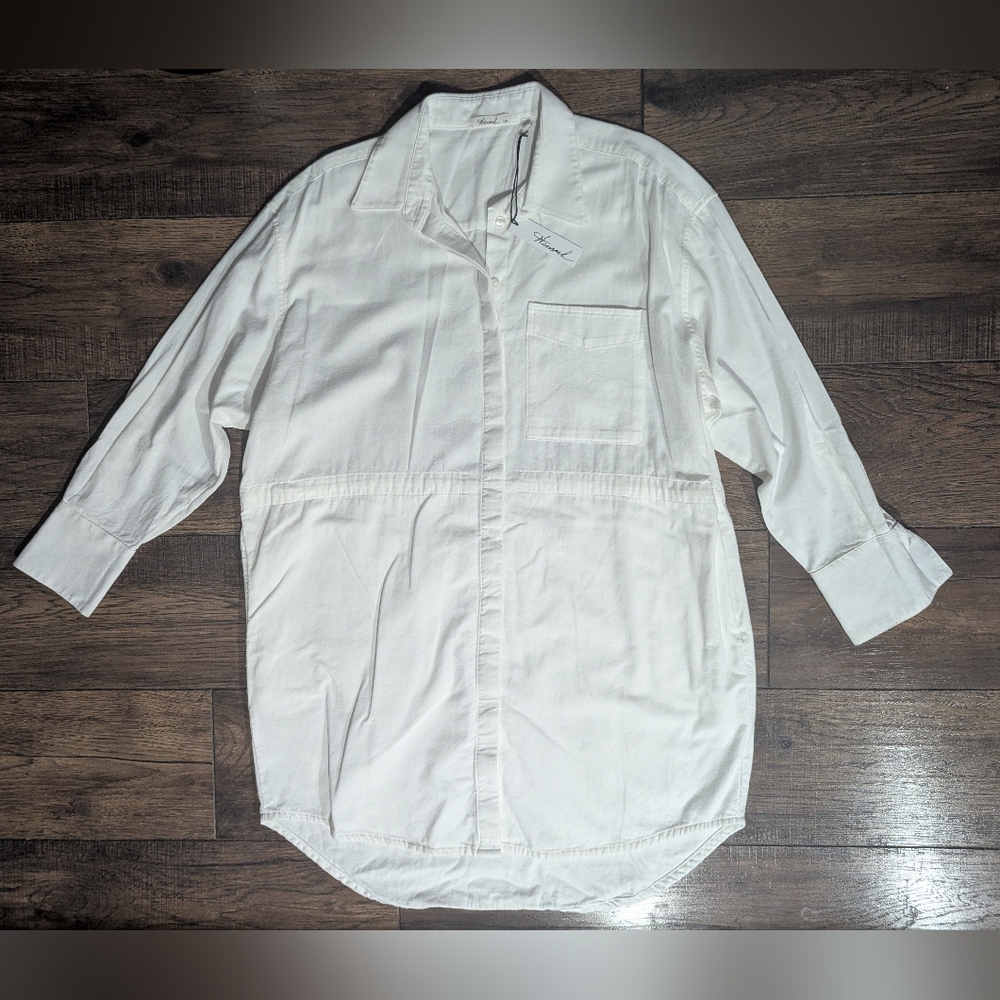 Hancock Womens White 100% Peruvian Cotton Houston Mini Shirt Dress Size S/M NWT